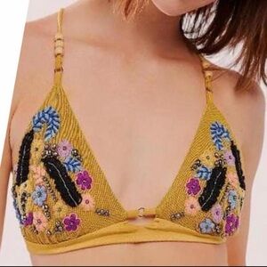 Free People Intimately Calla Embellished Mesh Triangle Bralette S